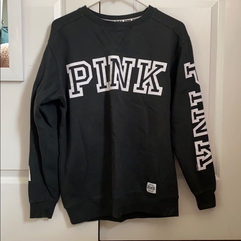 victoria secret pink forest green crew neck hoodie